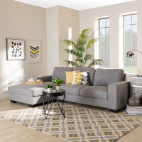 Baxton Studio J099S-Light Grey-LFC Nevin Modern and Contemporary Light Grey Fabric Upholstered Sectional Sofa with Left Facing Chaise